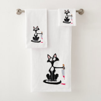 Chat tueur mignon avec un couteau sanglant