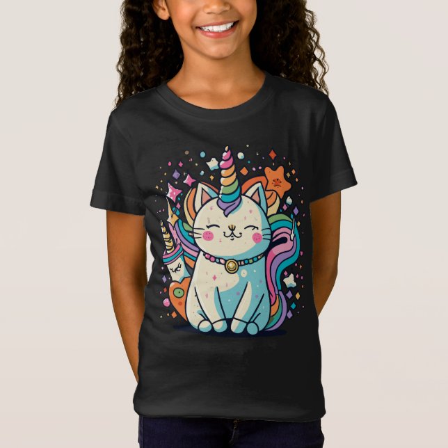 Chat Unicorn Cute Kawaii TShirt (Devant)
