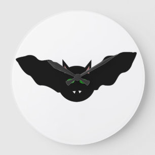 Chat Vampire Face Bat Halloween Horloge murale