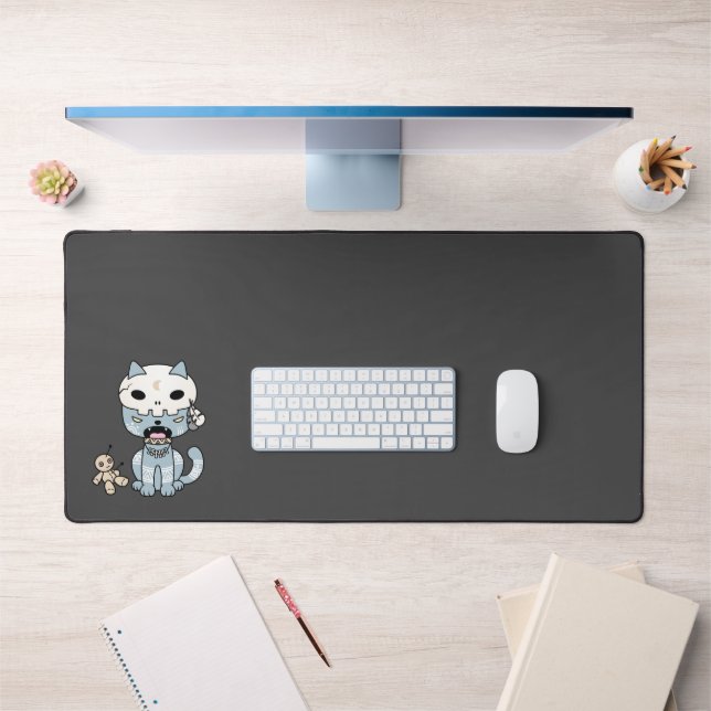 Chat vaudou sur gris foncé (Bureau 1)