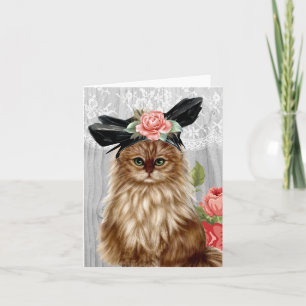 Chat victorien habillé de Carte pour notes Casquet