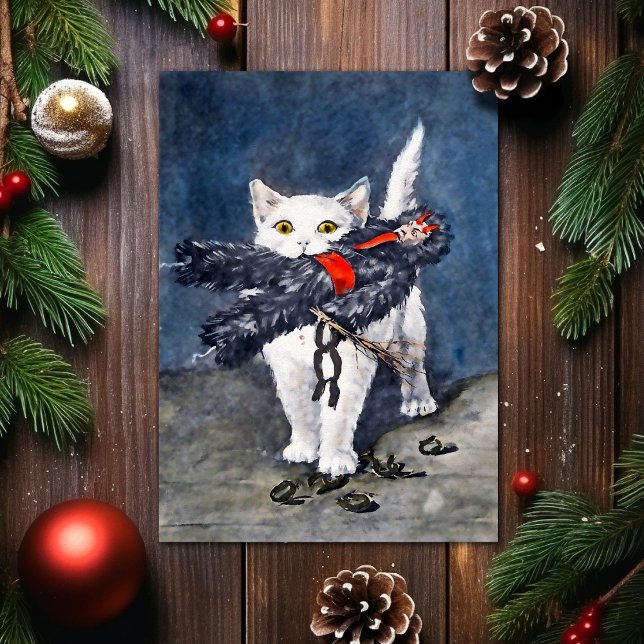 Chat Vintage avec la carte de Noël Krampus (Créateur téléchargé)