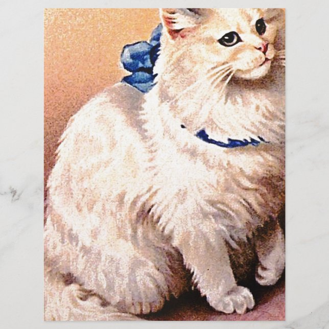 Chat Vintage avec un Nœud Bleu (Devant)