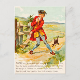 Chat vintage Crooked, Carte postale Homme Crooked