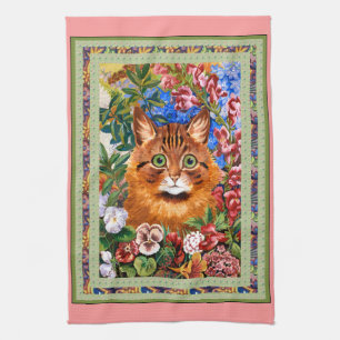 Chat vintage de Louis Wain et serviette de cuisine