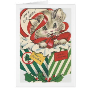 Chat vintage de Noël dans le présent