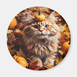 Chat Whimsical avec aimant Citrouille