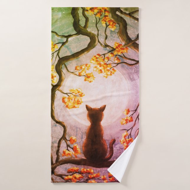 Chat Whimsical dans l'art de la peinture sur Plein (Serviette de bain)
