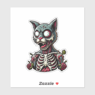 Chat Zombie Skeletal avec Sticker Rose