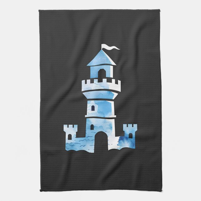 Château Aquarelle Art Serviette de cuisine (Vertical)