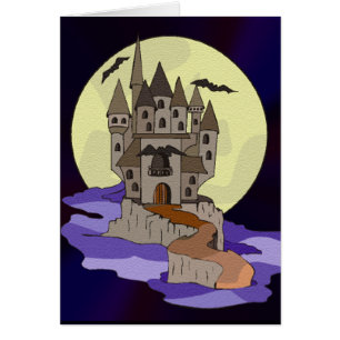 Château, chauves-souris et caricature Pleine lune