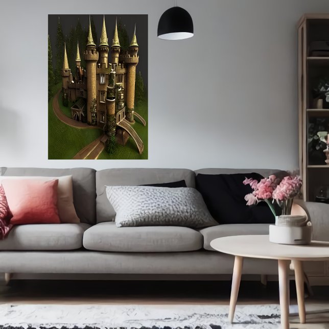 Château cool dans la forêt | AI Art Poster (Créateur téléchargé)