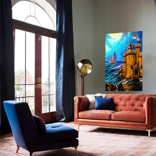 Château dans la mer   AI Art Poster