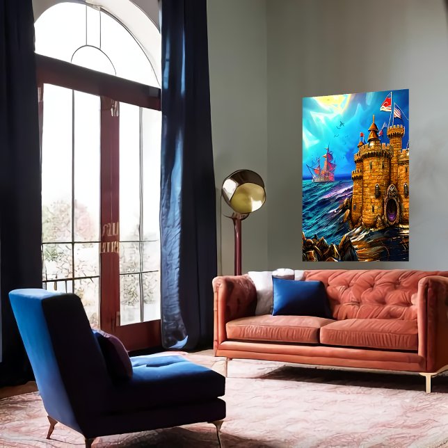 Château dans la mer | AI Art Poster (Créateur téléchargé)