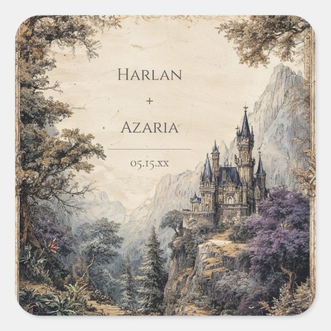 Château dans le Sticker Mariage de la forêt (Devant)