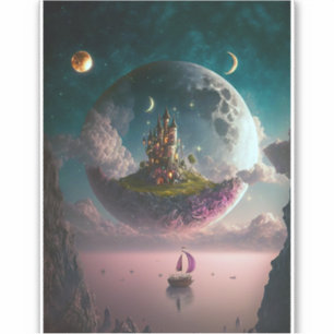 Château Dans L'Imaginaire Lune Art Sticker