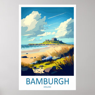 Château de Bamburgh Angleterre Affiche de voyage 1