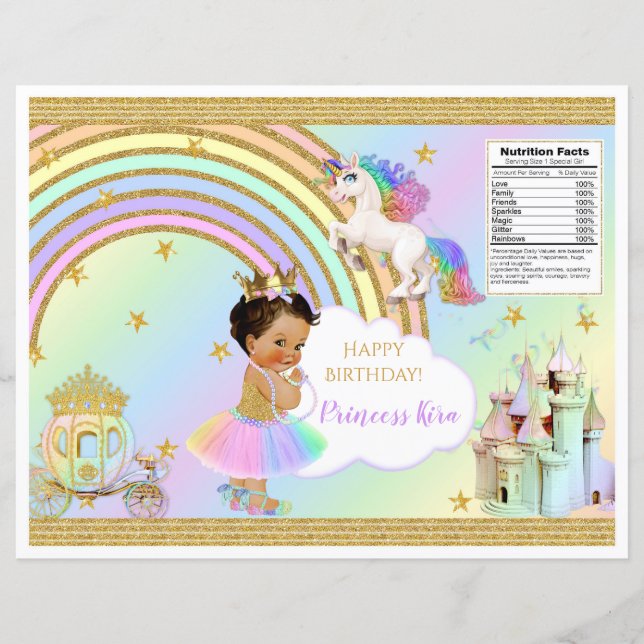 Château de princesse licorne sac de chips bébé fil (Devant)
