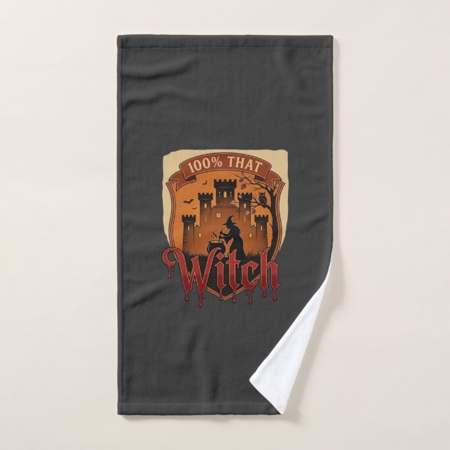 Château de sorcière Chaudron Hibou Chauves-souris_ (Serviette à main)