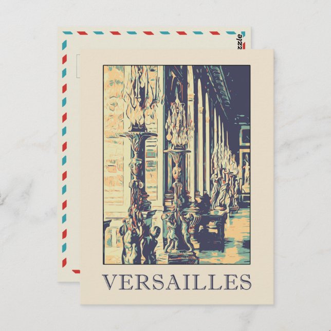 Château de Versailles illustration France Carte po (Devant / Derrière)