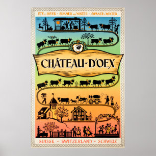 Château-d'Oex, Vaud, Suisse, Poster de voyage
