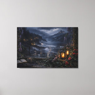 Château du lac de glycine rose Toile enveloppée