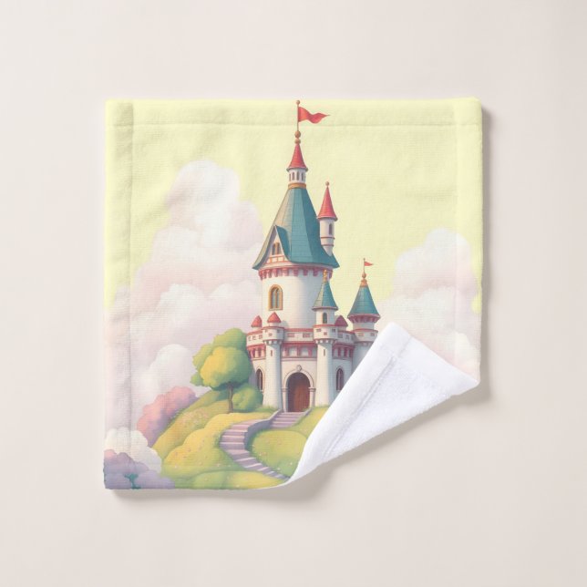 Château fantaisiste avec jardin vert (Gant de toilette)