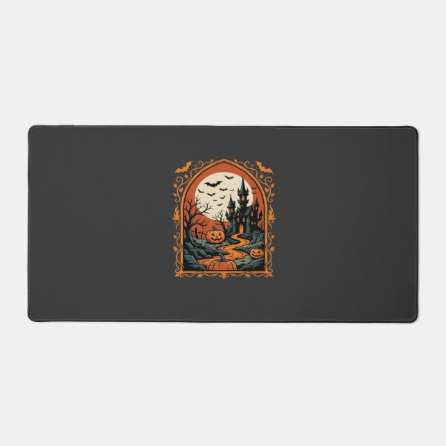Château Hanté Halloween Citrouille Lune Vector Art (Recto)