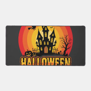 Château Hanté Soirée Halloween Vecteur Rétro