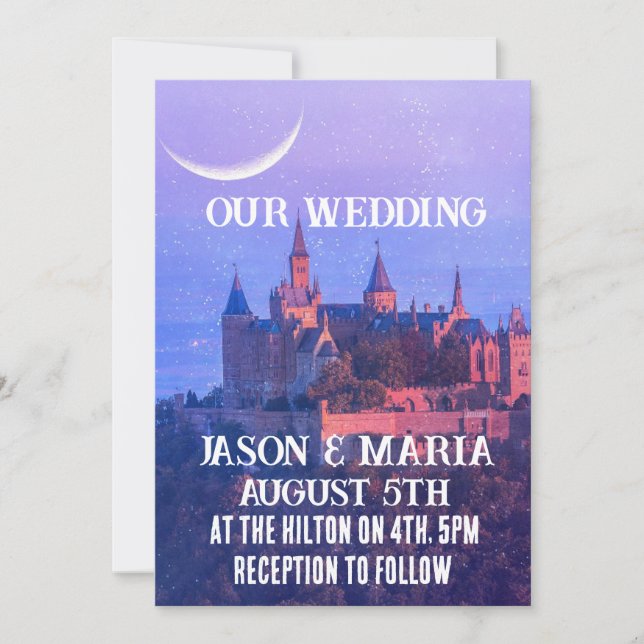 CHÂTEAU MOON BLEU GOTHIQUE PERSONNALISÉ INVITATION (Devant)