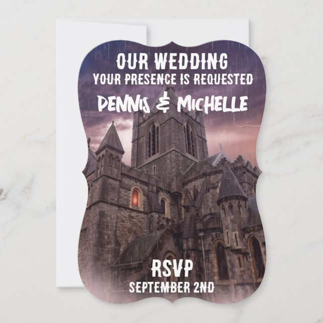 CHÂTEAU NUIT GOTHIQUE MODÈLE MARIAGE INVITATIONS (Devant)