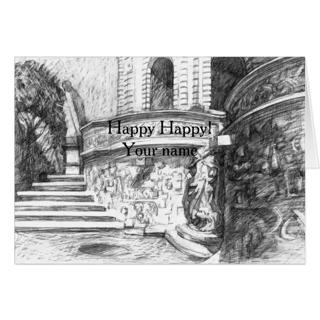 Château pencilart Monochrome noir & blanc (Devant horizontal)