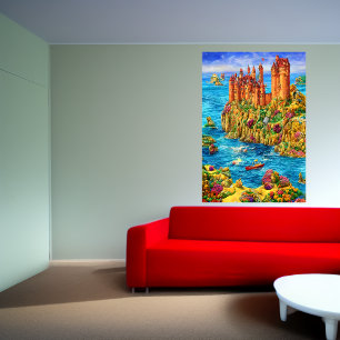 Château près de la mer   AI Art Poster