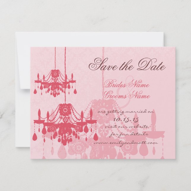 Chateau Rose rose Chandelier Mariage Invitations (Devant)