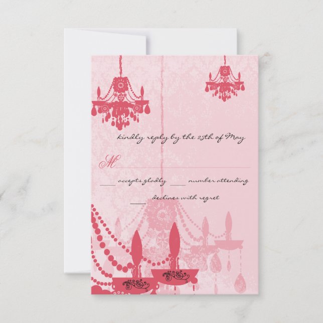 Chateau Rose rose Chandelier Mariage Invitations (Devant)