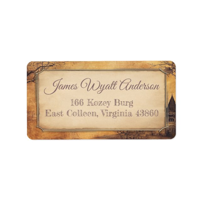 Château vintage. Adresse / Livraison / Étiquette d (Devant)