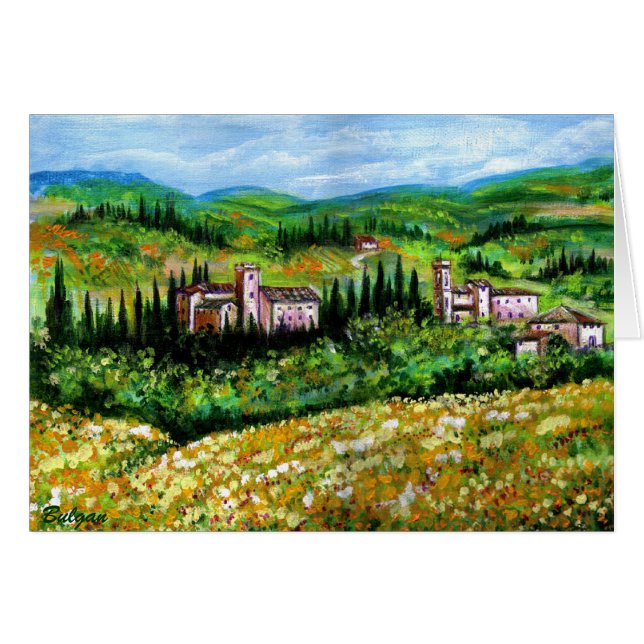 CHÂTEAUX EN CHIANTI PAYSAGE, CHAMPS DE FLEURS JAUN (Devant horizontal)