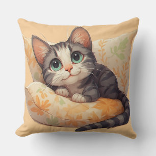 Chaton Adorable Se Relaxant Sur Un Coussin Pour Pi