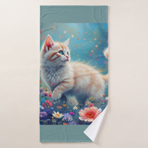 chaton dans les fleurs des champs