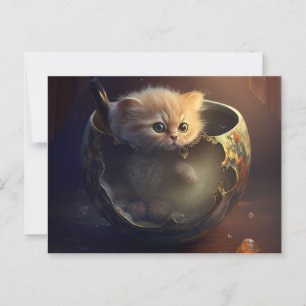 Chaton dans une Tasse à Thé Brisée - Carte Postale