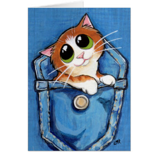 Chaton de gingembre dans une carte d'art de poche