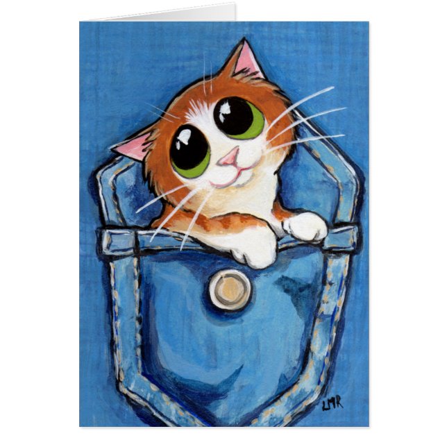 Chaton de gingembre dans une carte d'art de poche (Devant)