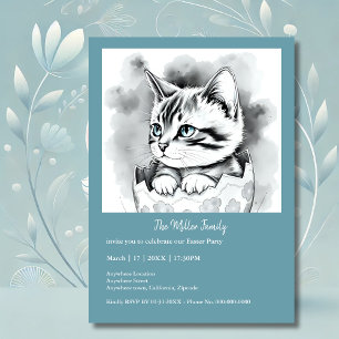 chaton de Pâques géant en coquille florale