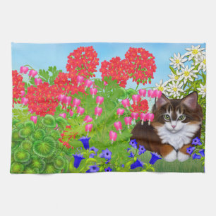 Chaton d'écaille en serviette de cuisine de jardi