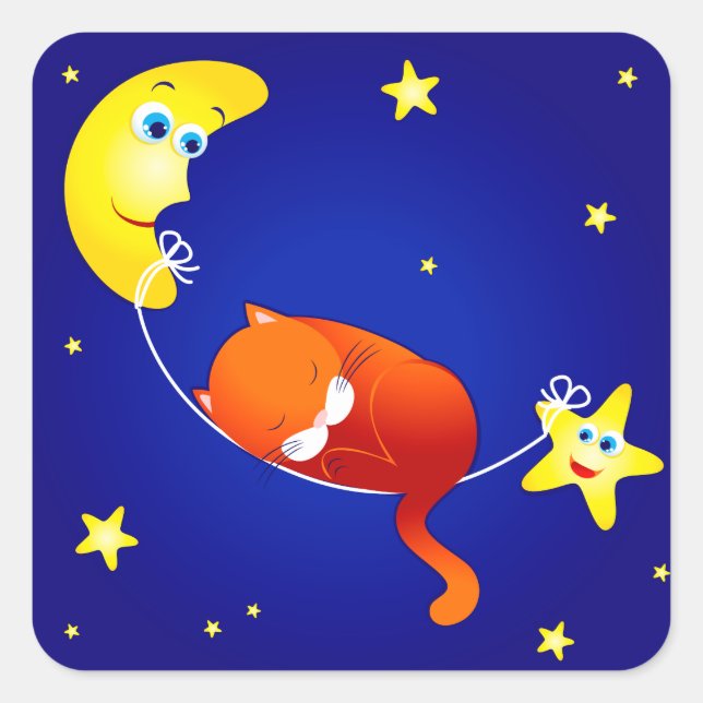 Chaton dormant, autocollant (Devant)