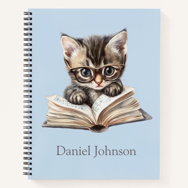 Chaton intelligent avec lunettes Carnet personnali (Devant)