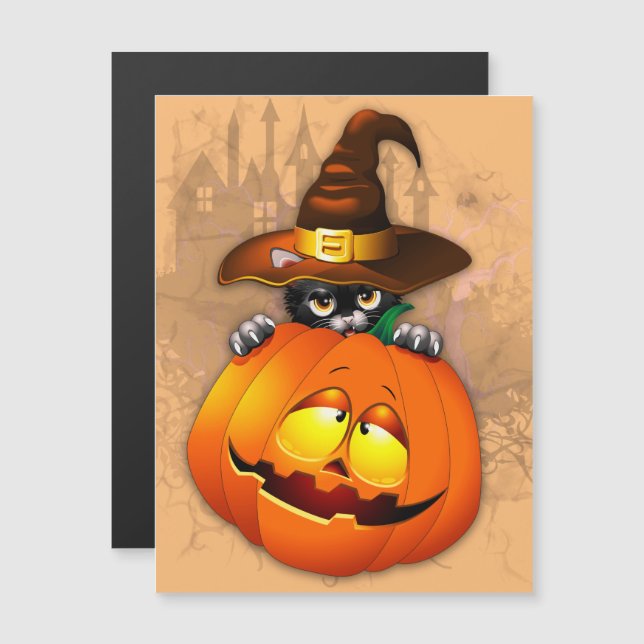 Chaton mignon d'Halloween sorcière et ami de citro (Devant / Derrière)