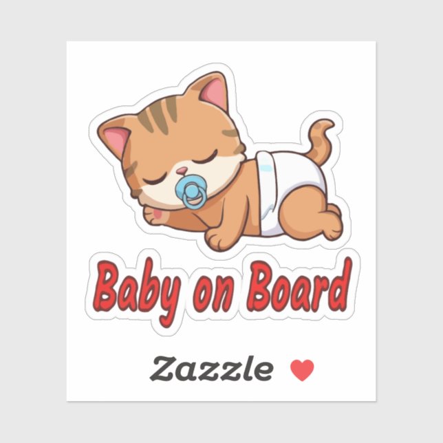 Chaton Mignon Endormi | Bébé à Bord Autocollant po (Feuille)