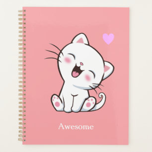 Chaton Mignon Incroyable sur un Planificateur Rose