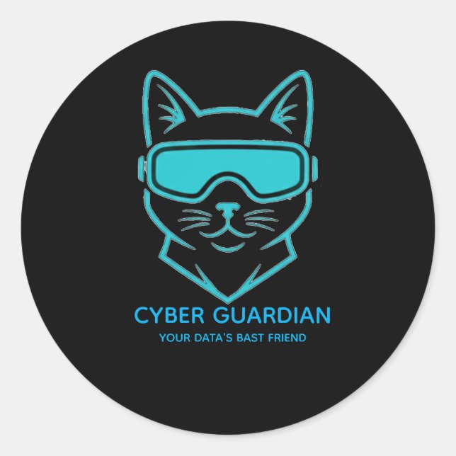 Chaton Néon Cyber Guardian - Autocollant Vinyle po (Devant)
